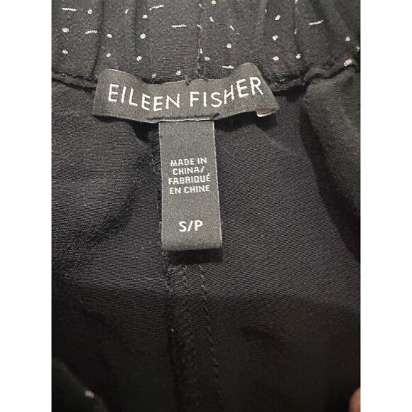 Eileen Fisher Wide Leg Pants With Drawstring & Pockets Black Morse Code Print, S - Picture 3 of 10